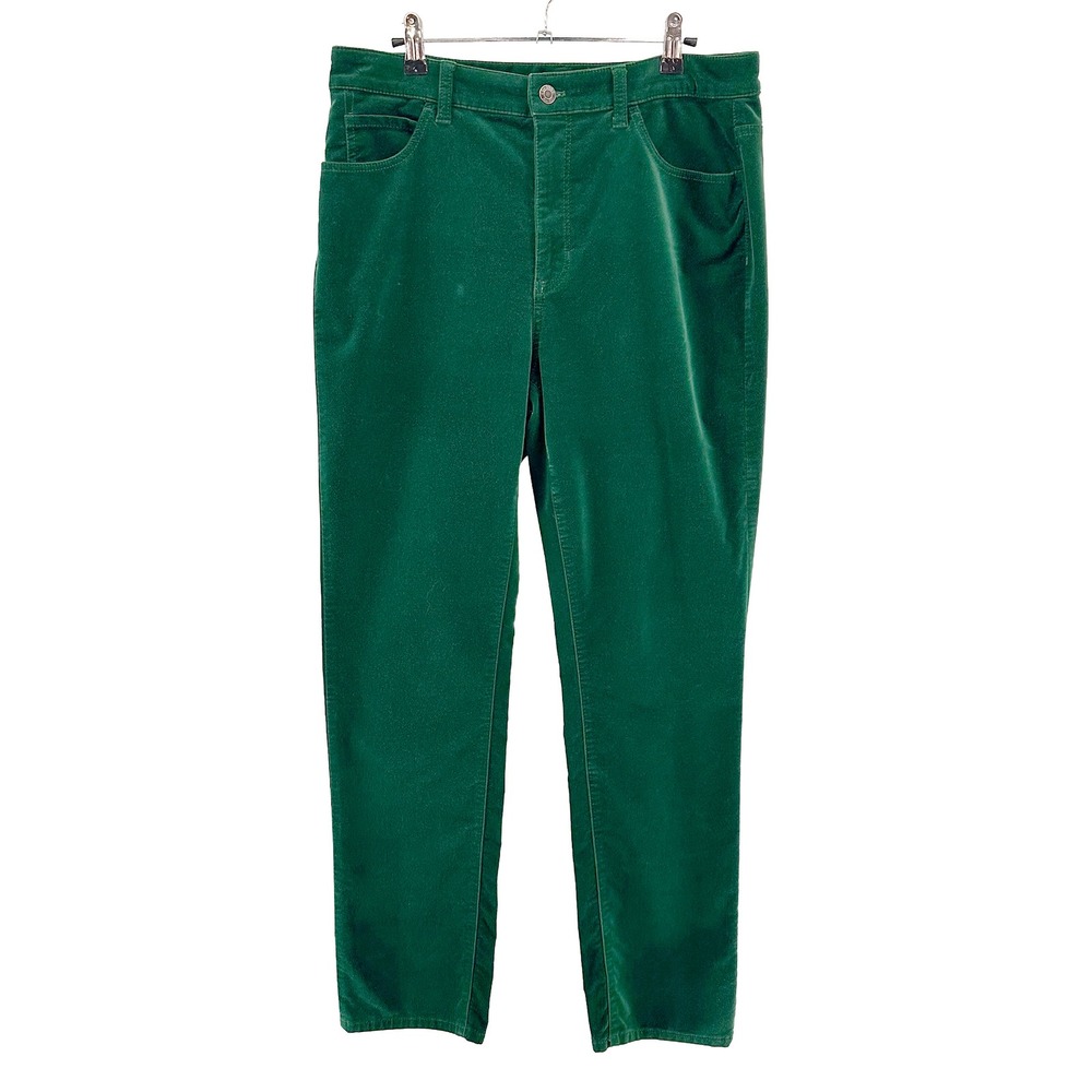 TALBOTS Chic Velveteen‎ Straight Leg High Rise Pants • 10 • green minimalist